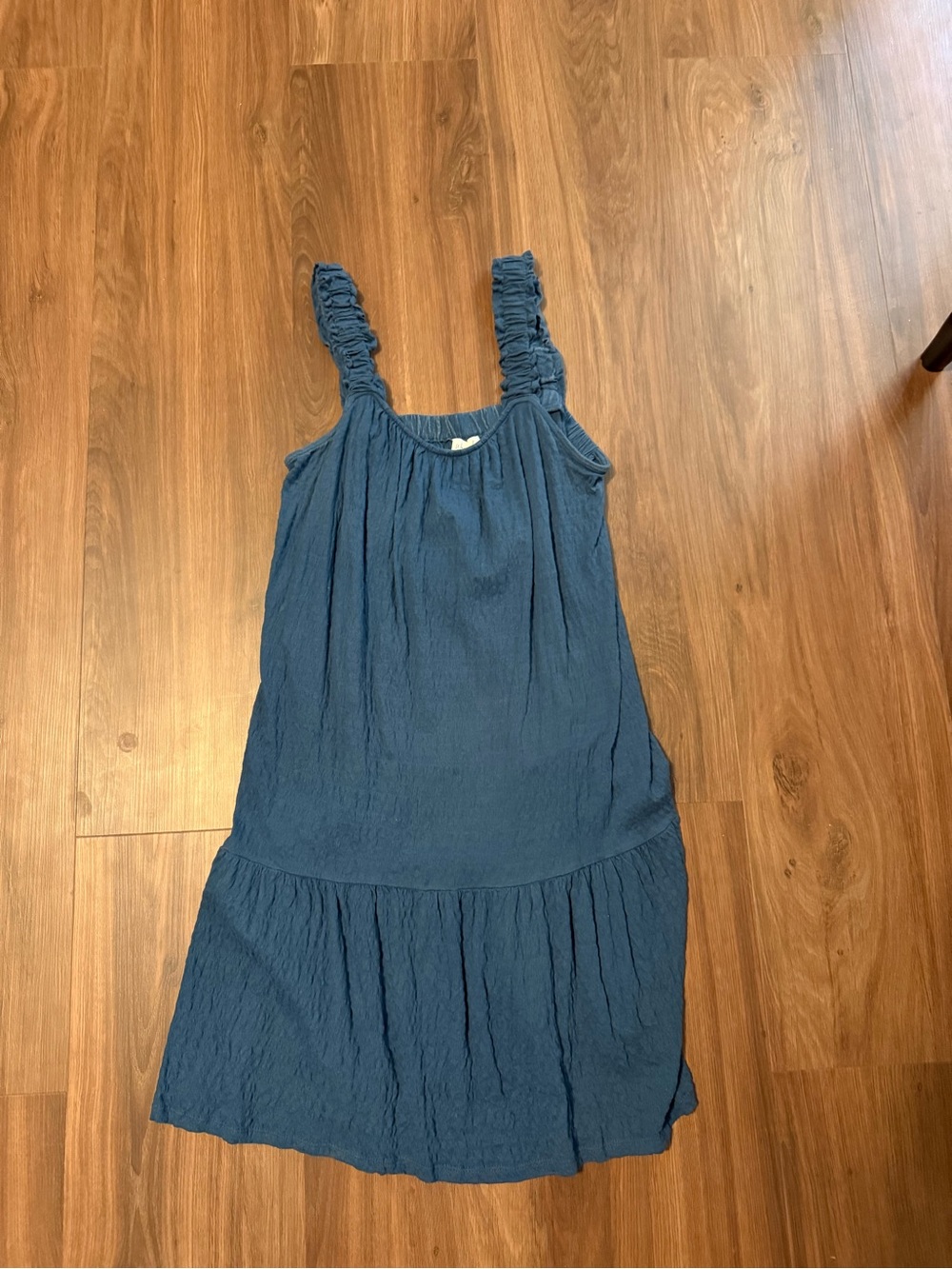 Wonderly Slate Blue Ruffle-Strap Casual Sundress